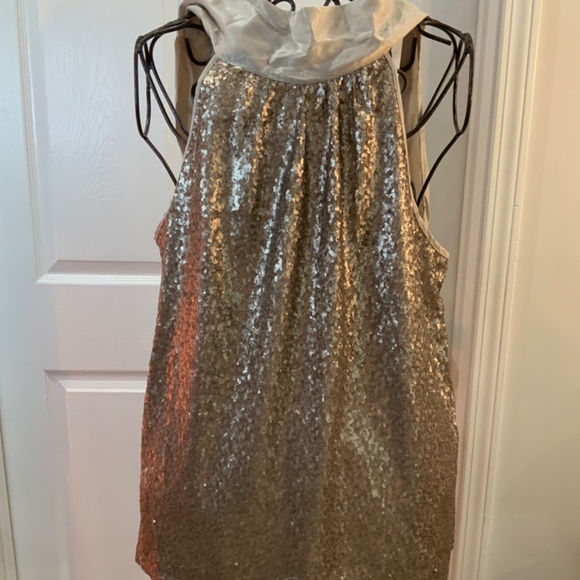 Sequin Gold Tie Back Party Holiday Top Plus Size 3X - Picture 2 of 5